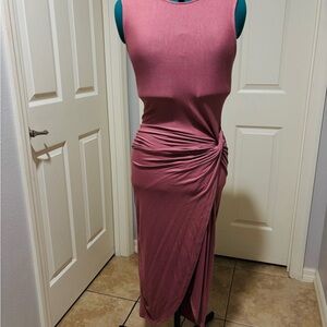 Chic Asymmetrical Pink Dress with Side Knot